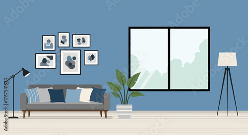 Stylish Interior Design of a Comfortable Living Room with Modern Furniture and Artwork