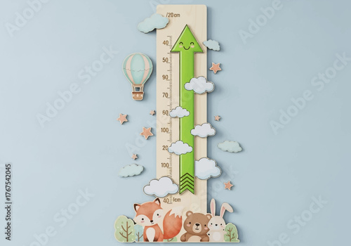 Creative Green Arrow Growth Chart Ruler for Kids Room Decor