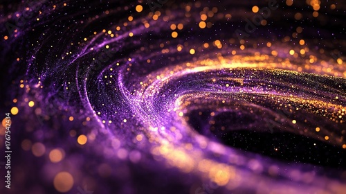 An abstract representation of a pulsar releasing rhythmic bursts of electric purple and golden light rays