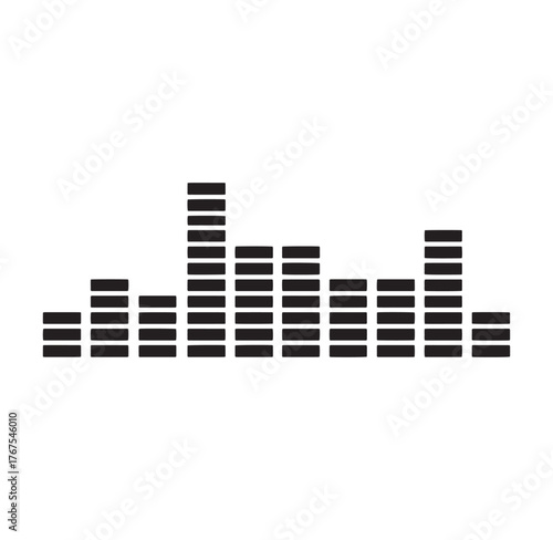 Simple black and white sound wave visual representation for audio and music related design