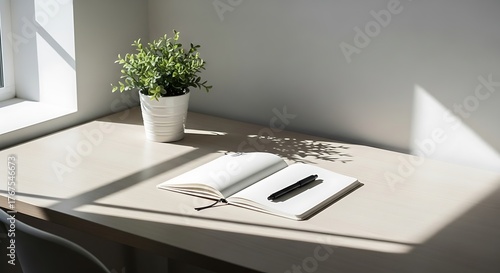 Desk with open book