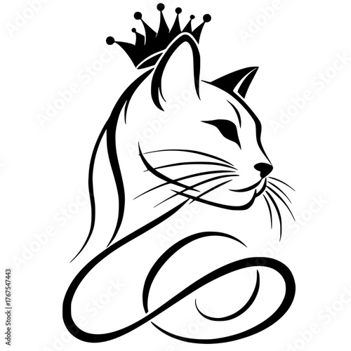 Elegant cat queen silhouette