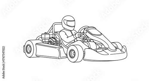 Go Kart Vehicle Only Vector Icon Black & White Outline