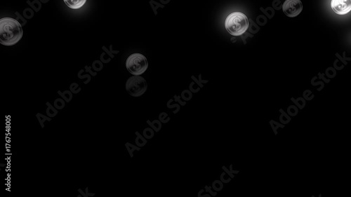 Falling Silver Money Animation Background 4K – Metallic Dollar Coins Dropping for Finance, Banking, and Business Motion Design