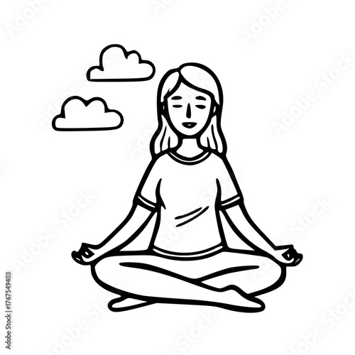 Relaxed woman meditating peaceful mind body wellness