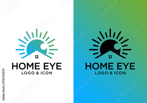 house logo icon design vector with eyes