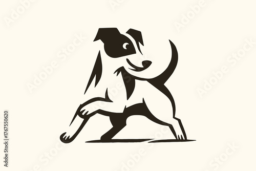 Jack Russell terrier playful black brush dog illustration vector