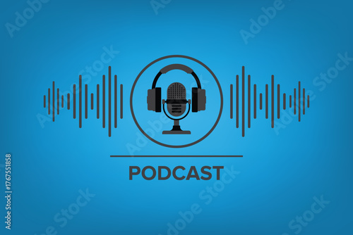 Podcast. Sound Audio Wave. Badge, icon, stamp, logo.	