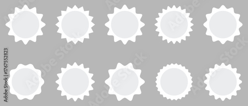 sun, flower vector design, Postage stamp blank template collection.  Vector zigzag objects for badge, sticker, photo. Vector illustration.