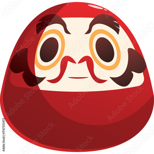 Red Daruma Doll With Bold Features And Traditional Japanese Art Style On A Transparent Background With Subtle Shading