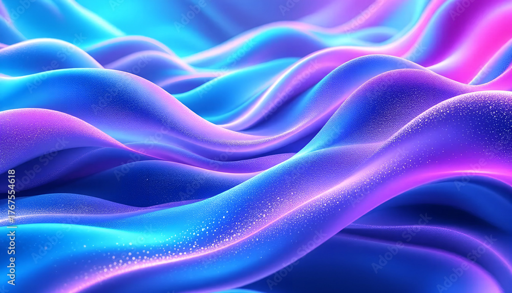 Fototapeta premium Abstract Neon Wave Texture in Blue and Purple Gradient Light Background