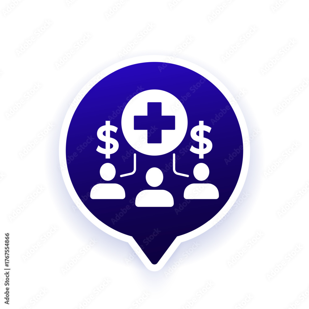 Obraz premium Healthcare cost vector icon with people or patients