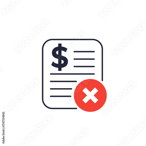 failed payment icon, invoice error vector