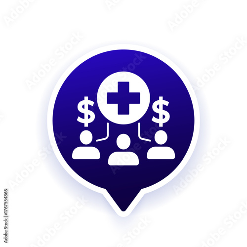 Healthcare cost vector icon with people or patients