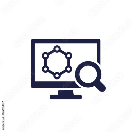 material research icon with graphene molecule