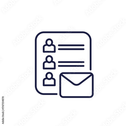 mailing list line icon with users and email