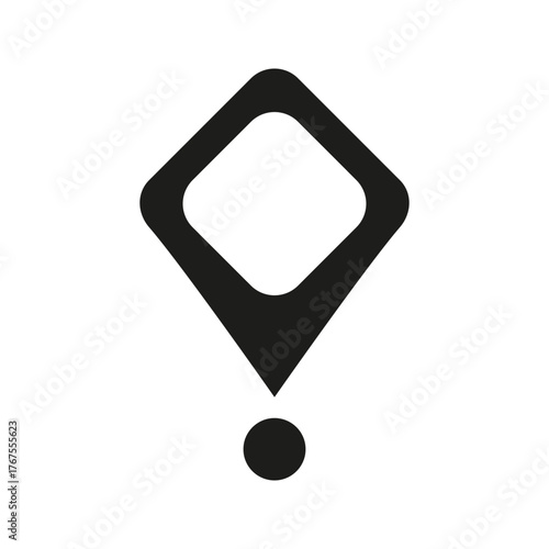 Web marker rhombus with dot icon. Pointer for marking territory on map and directions of localization and deployment location