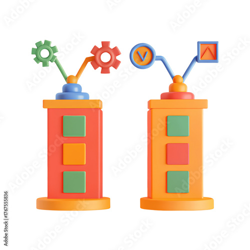 Colorful toy building blocks with gears and shapes, designed for educational play and creativity, stimulate imagination and learning