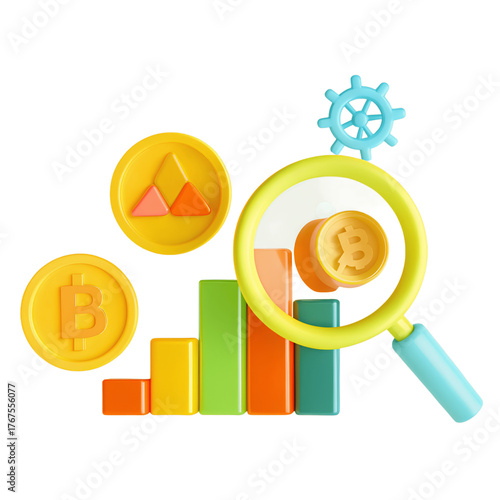 Cryptocurrency market analysis involves understanding regulation trends and visualizing growth through colorful charts and symbols