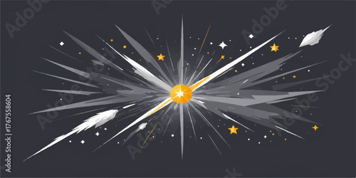 A bright explosion of stars and fireworks illuminates the night sky in a magic vector illustration for Christmas holiday celebration