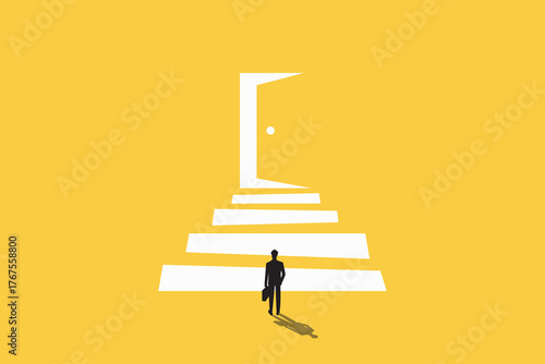 Businessman with process success. concept of Business growth goal, strategy, planning, development, progress. Minimal design eps10 illustration