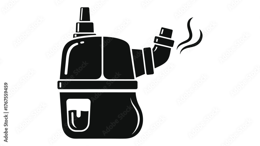 Obraz premium Black silhouette of a vape device with vapor coming out, on