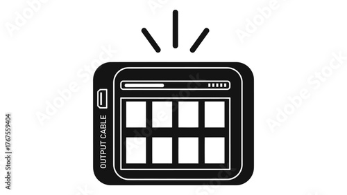 Black icon of a digital device with a grid of squares and a progress bar