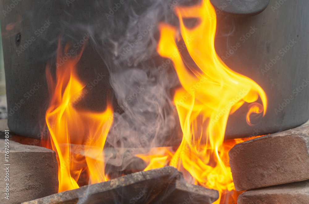 Obraz premium fire in fireplace
