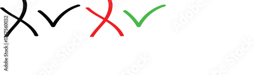Check tick mark icon set. Cross box x check mark. check box icon with right and wrong buttons and yes or no checkmark on transparent background
