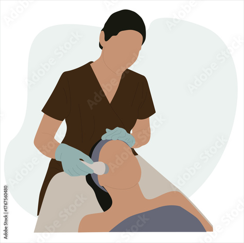 women's beauty treatments.Epilation hair removal procedure on a woman’s face.