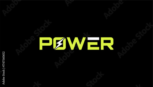 power energy logo design. Vector illustration of power typography and thunder. Modern logo design vector icon template