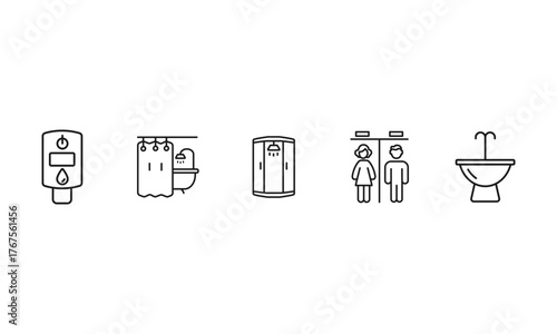 Simple Set of Showering and Bathing Related Vector Line Icons. Contains such Icons as Shower Cabin, Wet Towels, Hot tube and more. Editable Stroke. 48x48 Pixel Perfect. .eps