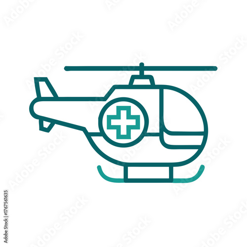 Medical helicopter illustration with emergency cross symbol  