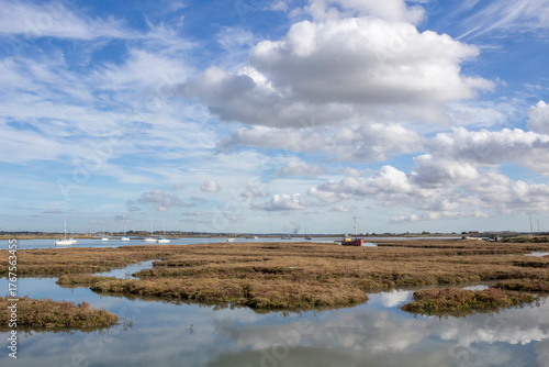 Salt marshes on the River Crouch at Brandy Hole, Hullbridge, Essex, England, United Kingdom