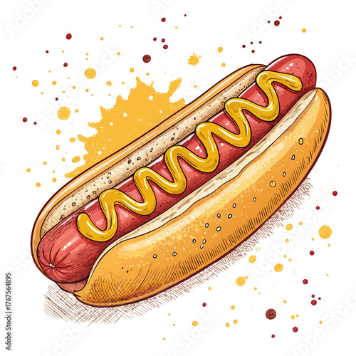 Elegant Create Bold Stroke American Hot Dog With High-Quality Stock Image