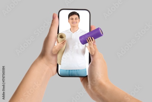 Patient holding smartphone ...