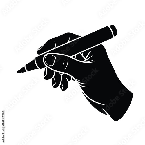 Black silhouette of a hand holding a marker pen
