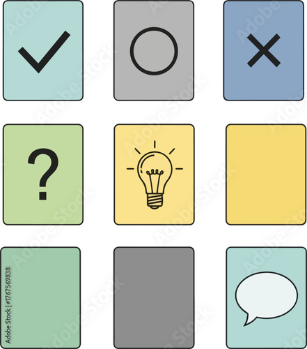 Create a kinds of deferent Answer card simple vector icon illustration set material vector art with white background.