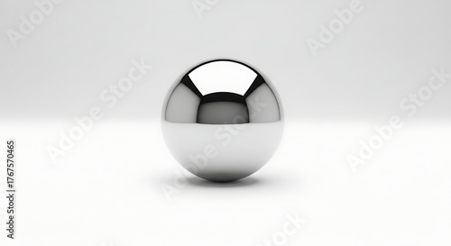Stunning polished chrome sphere reflecting bright studio light on a clean white background, symbolizing innovation and precision in modern design and technology concepts.