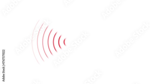 Abstract red radio waves signal animation on white background. Network tower produced radio wave concept. Radio wave signal technology animated with center to left side. 4k video.