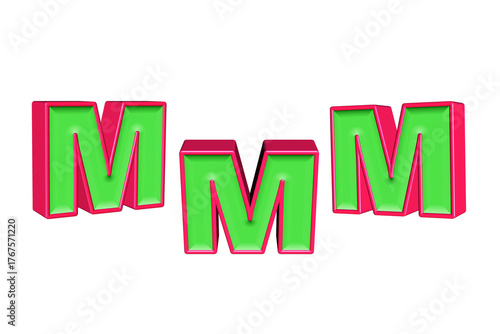 alphabet a-z light green and red color 