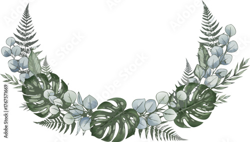 Watercolor floral garland in a modern style, perfect for elegant designs and invitations in vector graphics