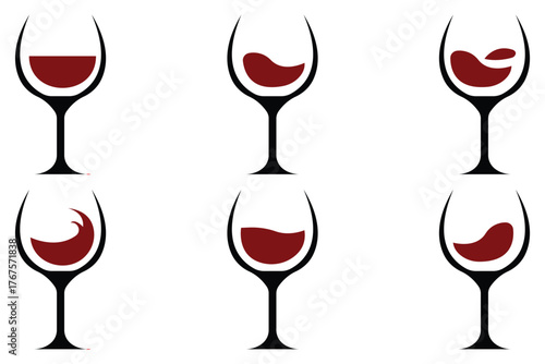 Wine & Alcohol Glasses and Bottles Icon Set – Vector Silhouettes of Wine, Beer, Cognac & Brandy