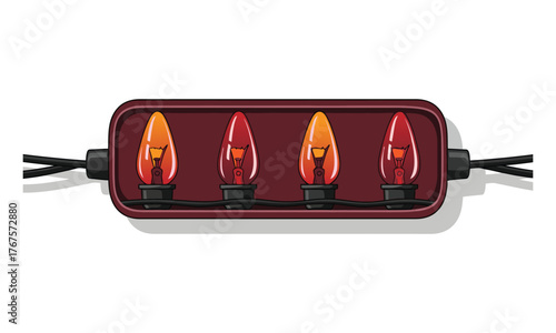 Glowing christmas lights rectangular set warm red orange bulbs festive decoration string