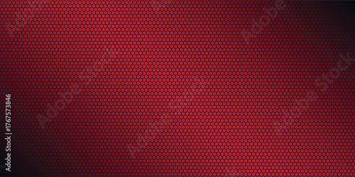 Abstract dark hexagon pattern on red neon background technology style. Modern futuristic geometric shape web banner design. You can use for cover template, poster, flyer, print ad. Vector illustration
