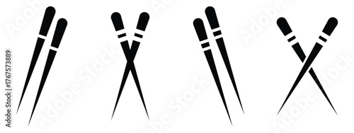 Chopsticks with Noodles Vector Icon – Asian Cuisine Flat Illustration | Chinese, Thai & Japanese Food on White Background
