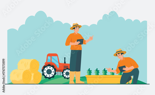 Smart Farming and Agriculture Technology with Farmers Using Digital Tablets in the Field