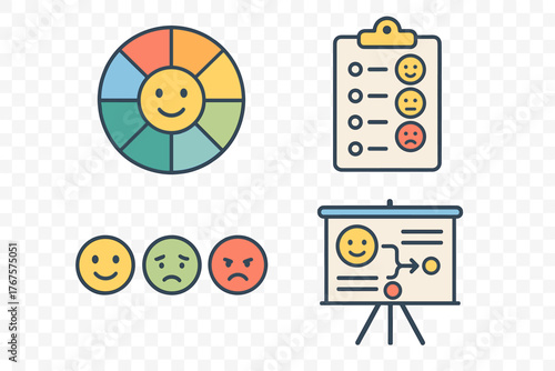 outline colorful icon 4 isolated on transparent background flat vector illustration style emotional awareness theme including emotion wheel daily mood tracker facial expression icons and