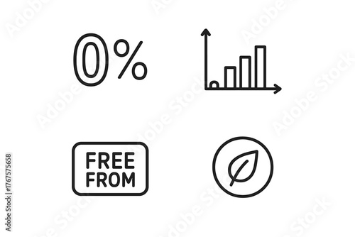 monochrome minimal icon 4 isolated on transparent background clean outline vector style zero contain theme including zero percent symbol minimal composition chart free from label and