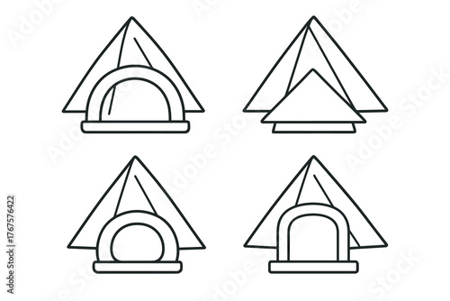 4 outline napkin holders and folded napkins flat vector illustration style isolated on white background